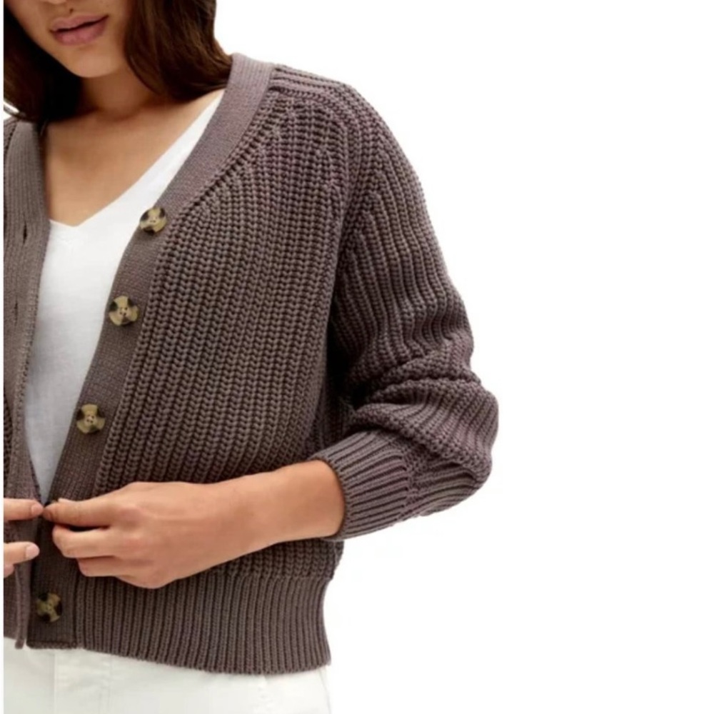 Everlane texture cotton cardigan - mushroom brown/gray XS